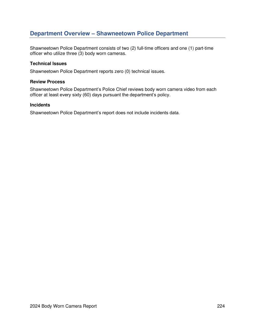 Shawneetown Police Department entry in the Illinois body-camera report, official agency context for Gallatin County arrests