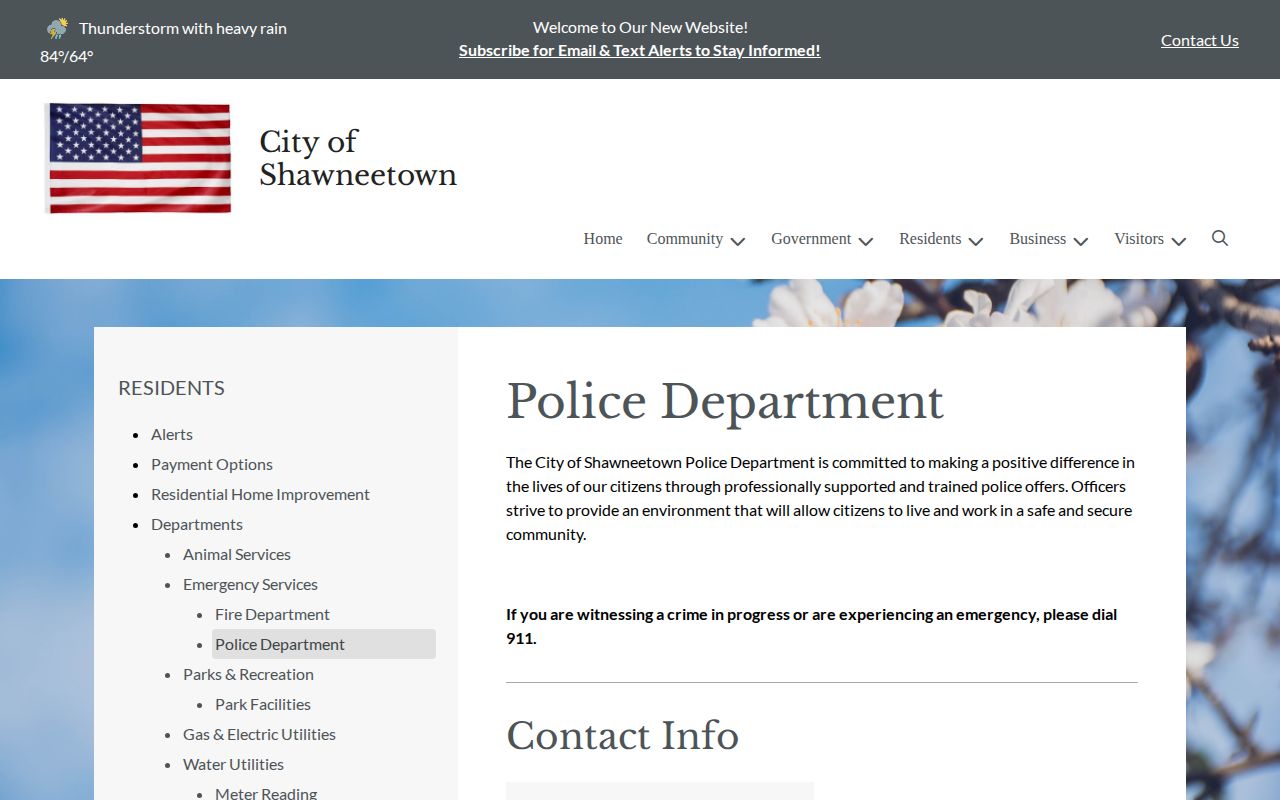 Official City of Shawneetown Police Department contact page for Gallatin County arrest-record routing